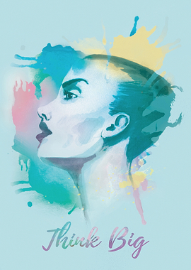 Hand-painted portrait of a woman in watercolor, polishe ...