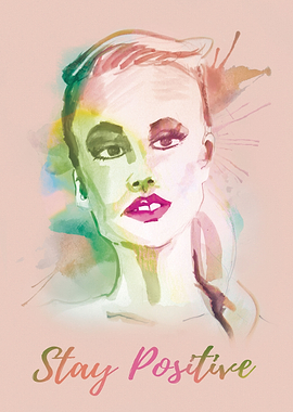 Hand-painted portrait of a woman in watercolor, polishe ...