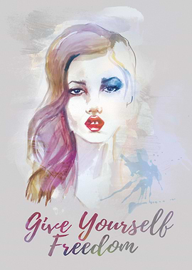 Hand-painted portrait of a woman in watercolor, polishe ...