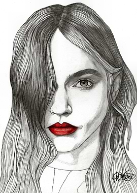 Sasha with Red Lips Part of a series of illustrations c ...