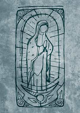 Hand drawn vector illustration or drawing of Mary Virgi ...