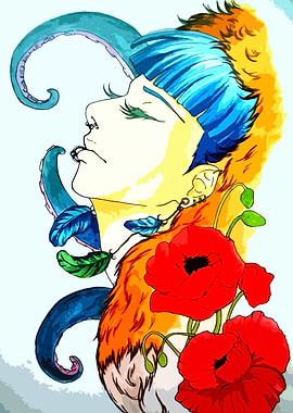 My artwork wich shows my love for foxes and octopuse ...