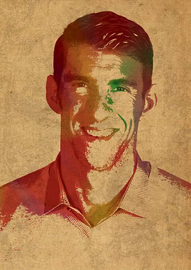 Michael Phelps Swimmer Olympian Watercolor Portrait