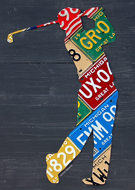 Golfer License Plate Art