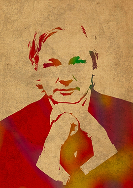 Julian Assange Watercolor Portrait
