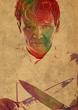 Gordon Ramsey watercolor Portrait.
