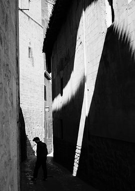 walking down street in a small town. Albarracin spain.
