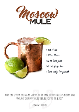 Cocktail - Moscow Mule with the ingredient list and a q ...