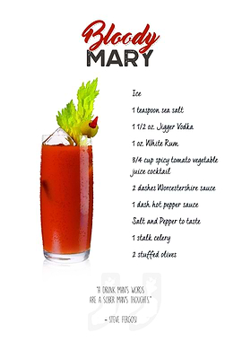 Cocktail - Bloody Mary with the ingredient list and a q ...