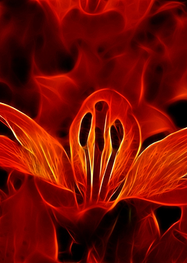 A photo of a lily edited with redfield fractal filter.