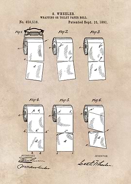 patent - Wheeler - Wrapping or Toilet paper roll - 1891 ...