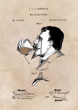patent - moustache holder - Randolph - 1872