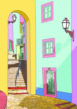 Alfama street, photography taken in Alfama, Lisbon. A P ...