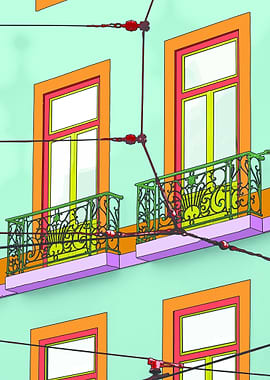 Baixa baldonies, photography taken in Lisbon. A Pop art ...