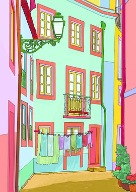 Castle street, photography taken in Lisbon. A Pop art a ...