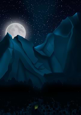 Night walk Photoshop digital painting.