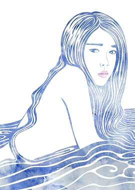 Water Nymph LXXVI - A mythological se nymph rendered in ...