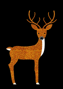 GLITTER DEER IIb. Deer silhouette with gold and silver ...