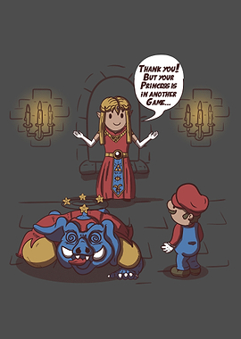 Mario is in another videogame.