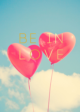 heart's balloons in the sky with clouds and message of ...