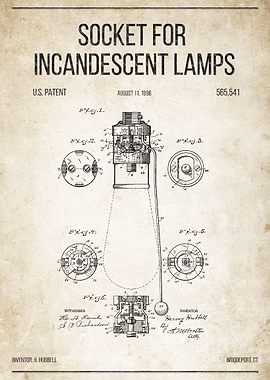 Socket for Incandescent Lamps U.S. Patent #565,541 on o ...