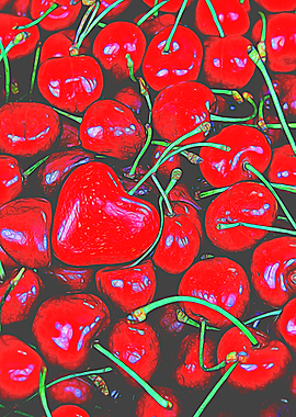 cherries with heart love