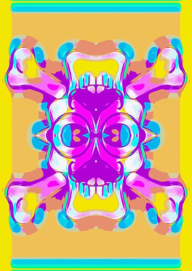 colorful skull head with glasses and mustache and yello ...