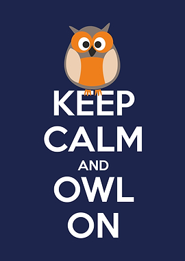 Keep calm and owl on - funny poster