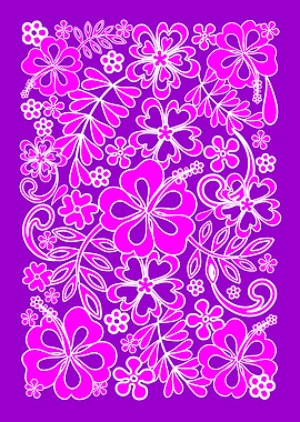 Hibiscus Pink and Purple Pattern