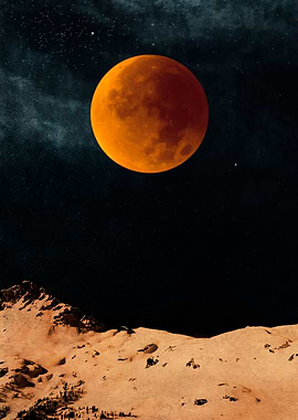 Bloodmoon over mountains