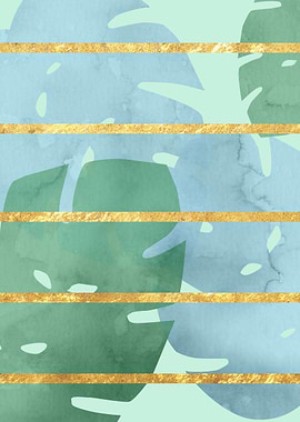 Leaves with golden stripes on top of them