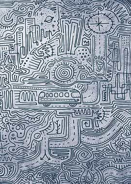 Hand drawn illustration or drawing of an urban maze and ...