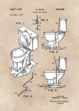 patent art Fields Toilet seat lifter 1967
