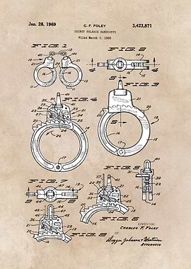 patent art Foley Secret Release Handcuffs 1966