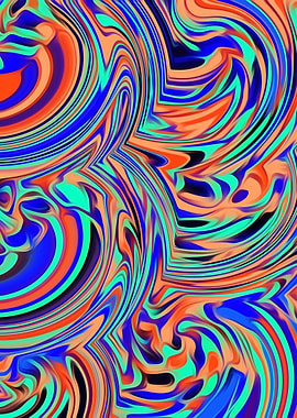 green blue orange and black curly painting texture abst ...