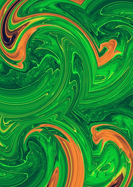 green orange and brown curly painting abstract backgrou ...