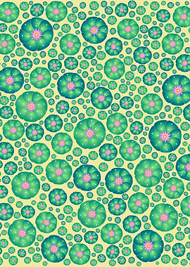 Digital illustration of a peyote cactus plant pattern