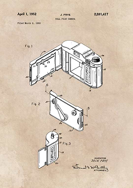 patent art Frye Roll film camera 1950