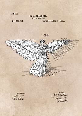 patent art Spalding Flying Machine 2 1889