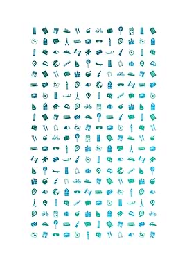 Travel icons in textiles