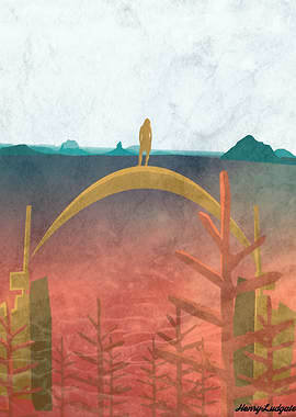 Boy standing on a headphone plateau staring out into th ...