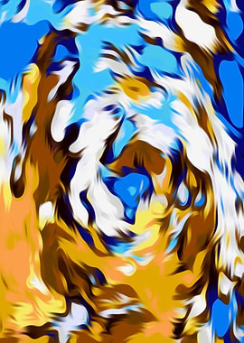 yellow brown and blue spiral painting texture abstract ...