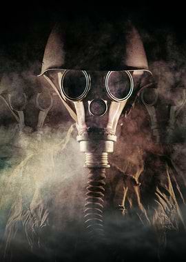 Soldiers in gas masks