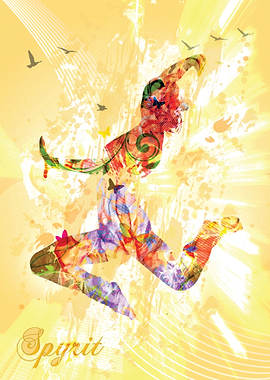 Elements as butterflies and different colors inside the ...