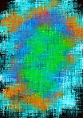 green blue and orange painting abstract with black back ...