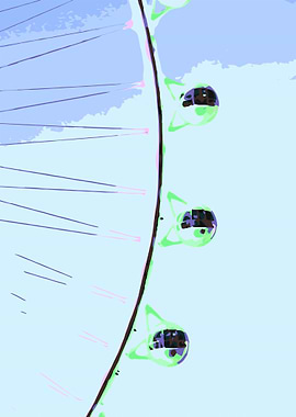 green ferris wheel with blue sky background