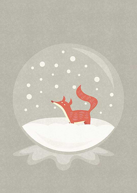 Little fox in a snow globe.