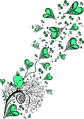 Little bird's love song pen art illustration