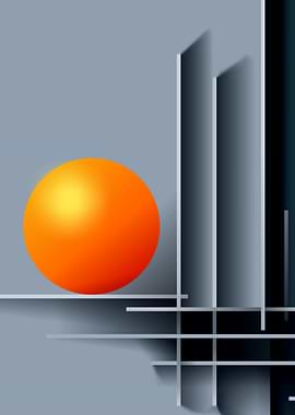 Orange ball and shapes