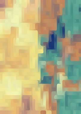 yellow brown and green line pattern painting abstract b ...